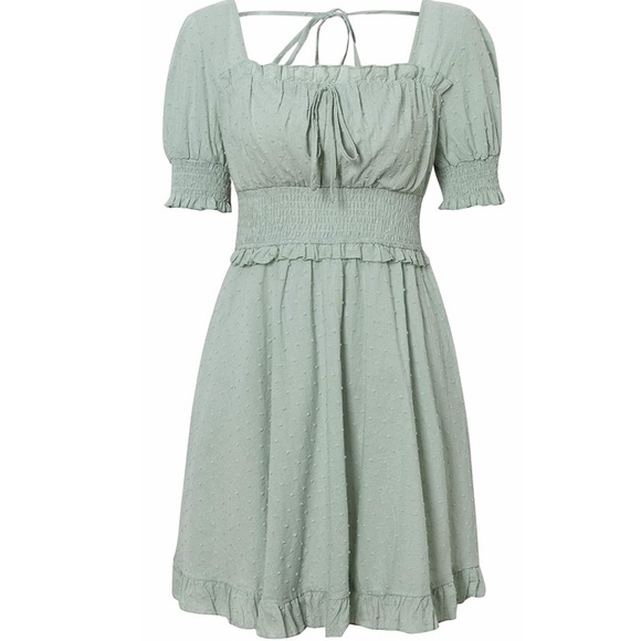 Sage green boho mini dress - Picture 5 of 8